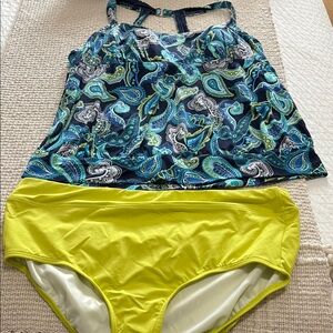 Paisley Tankini Top and Yellow Bottoms